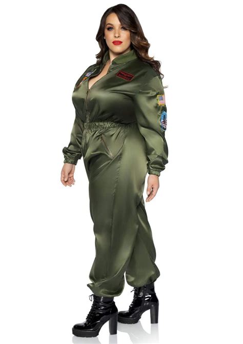 Plus Size Womens Top Gun Costume Parachute Flight Suit Leg Avenue