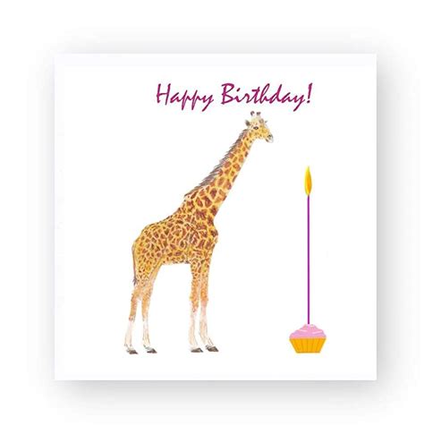Giraffe Birthday Card With Optional Customisation Uk Handmade
