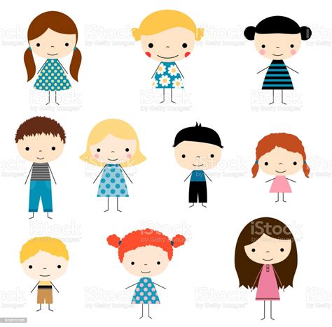 Cute Stick Figures Boys And Girls Stock Illustration Download Image