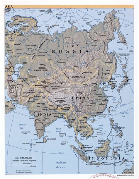 Large Detailed Political Map Of Oceania With Relief Marks Of Capitals