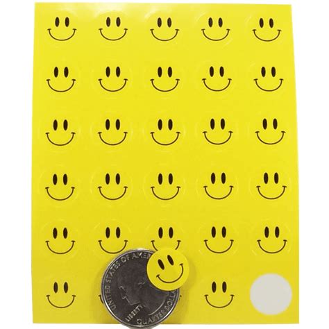 Yellow Smiley Face Dot Circle Stickers 12 Inch Round Labels 10 Sheets