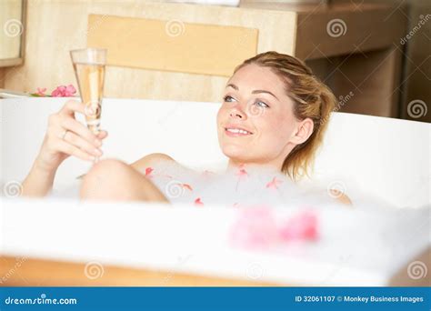 Woman Relaxing In Bubble Bath Stock Image Image Of Bath Holiday 32061107