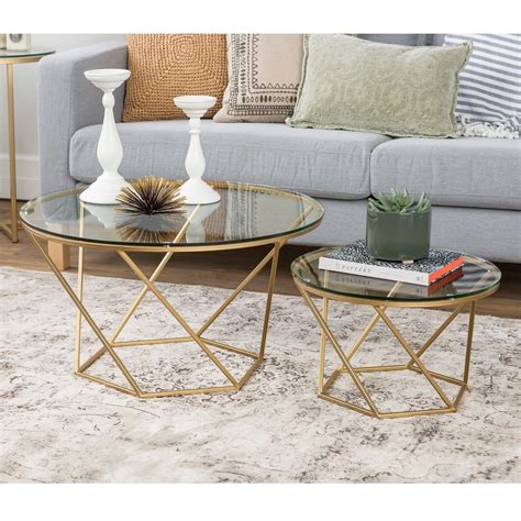 Shop Geometric Glass Nesting Coffee Tables Free Shipping On Orders Over 45 Overstock 15873177
