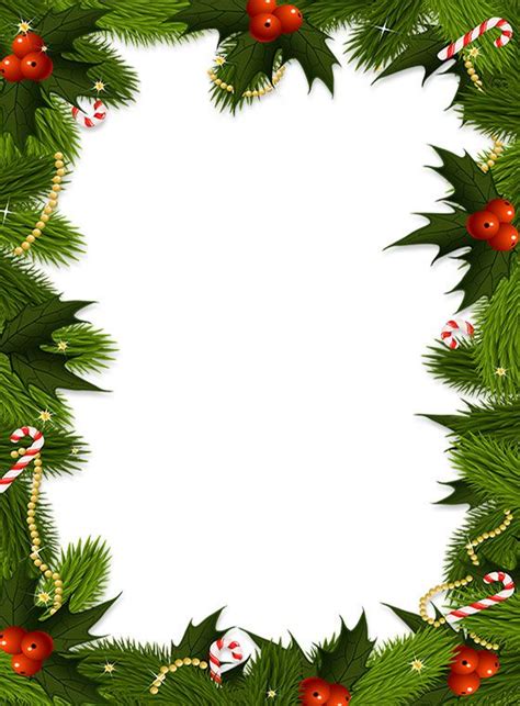 A Christmas Frame With Holly Leaves And Candy Canes