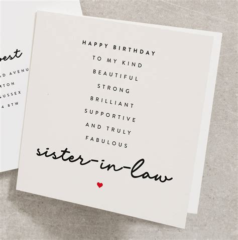 Special Poem Birthday Card For Sister In Law By Twist Stationery