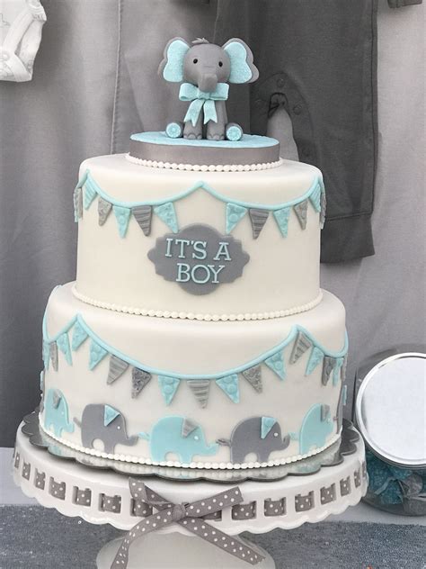 Elephant Boy Baby Shower Cake