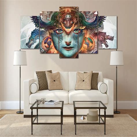 Hd Printed Pattern Face Picture 5 Piece Painting Wall Art Room Decor