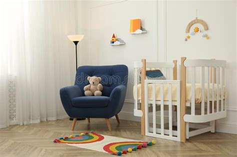 Cute Baby Room Interior With Stylish Furniture And Toys Stock Photo