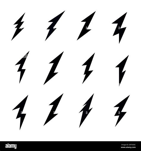 Set Of Black Lightning Bolts Isolated Stock Vector Image And Art Alamy