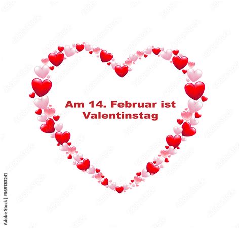 Karte Mit Herz Und Viele Herzen Zum Valentinstag Am 14 Februar Ist