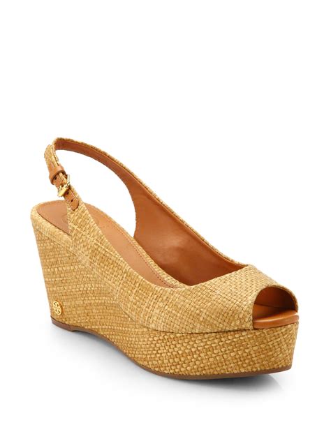 Tory Burch Rosalind Woven Raffia Wedge Sandals In Natural Lyst