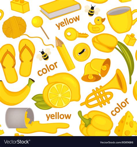 Seamless Pattern With Yellow Objects Royalty Free Vector