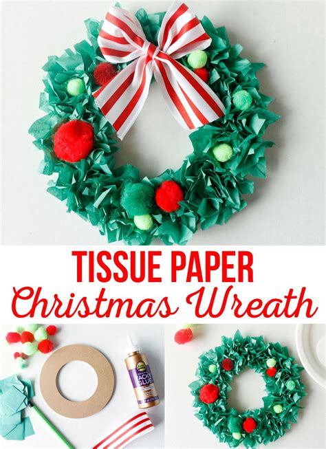 Tissue Paper Christmas Wreath Christmas Wreaths Diy Easy Christmas Wreath Craft Easy