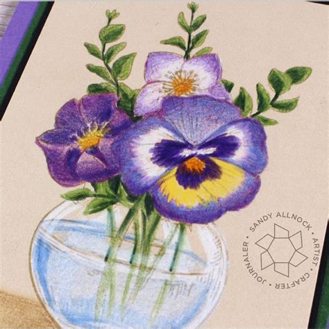 Colored Pencil Bouquet Card Flower Drawing Simple Flower Drawing