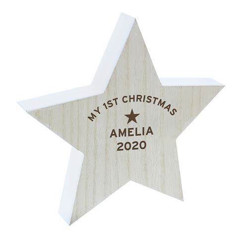 Personalised Rustic Wooden Star Decoration Add Any Message