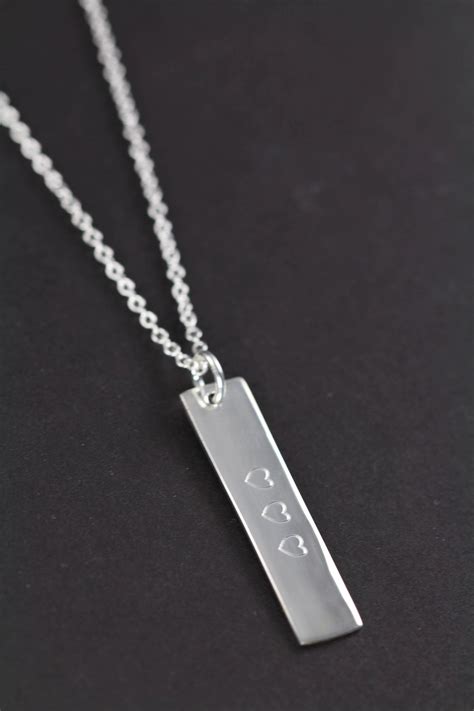 Bar Necklace Personalized 925 Sterling Silver Jewelry Engraved