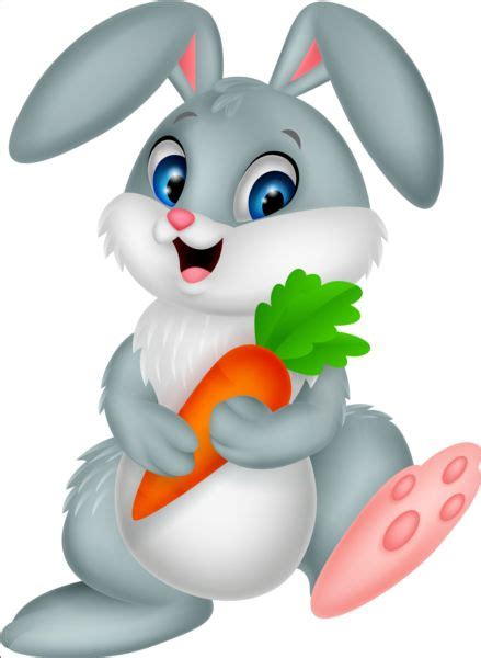 Cartoon Rabbit With Carrot Vector Gooloc