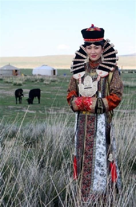 Modern Mongolian Woman In Ethnic Costume Kaleidoscope Effect