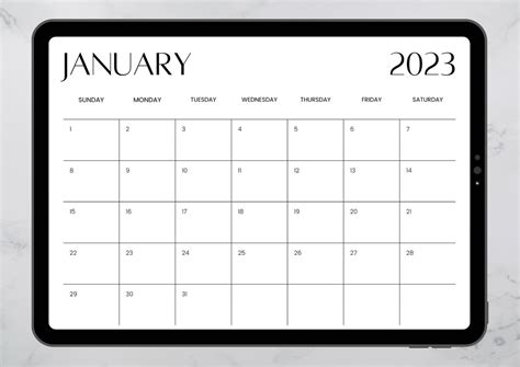 2023 Monthly Printable Blank Calendar Landscape Pdf Letter Etsy