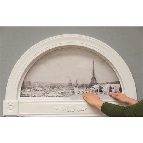 Arched windows over sink with roman shade and molding connecting to cabinets. Redi Shade Original White Light Blocking Fabric Arch Pleated Shade - 72 in. W x 36 in. L-2607073 ...