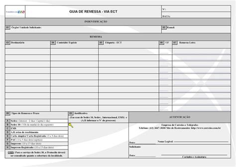 Formulários Em Pdf FormulÁrio Guia De Remessa Via Ect