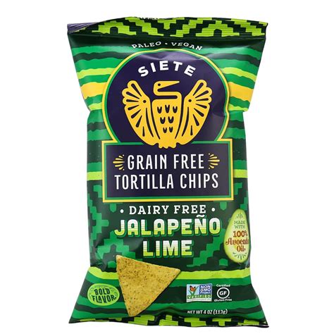 Siete Jalapeño Lime Grain Free Tortilla Chips in Canada Paleo Gluten Free Snacks