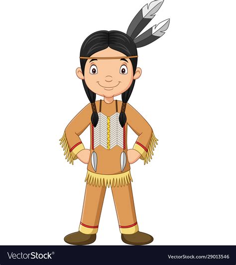 Cartoon Native American Indian Girl Royalty Free Vector