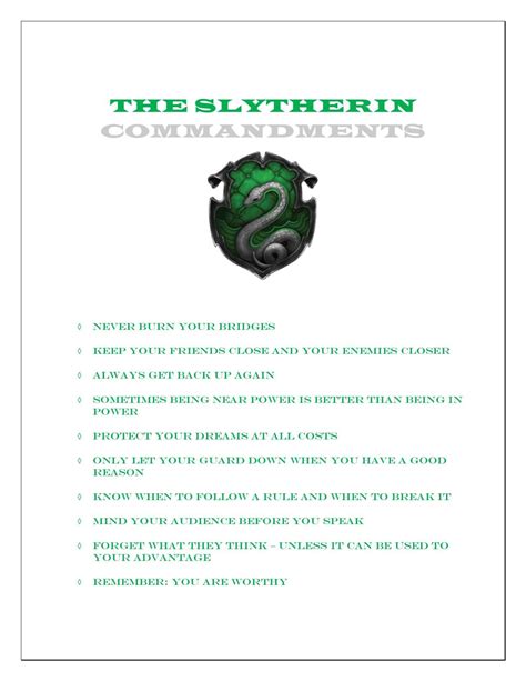 The Slytherin Commandments Harry Potter Houses Slytherin Pottermore