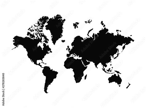 World Map Vector World Map Template World Silhouette Black World