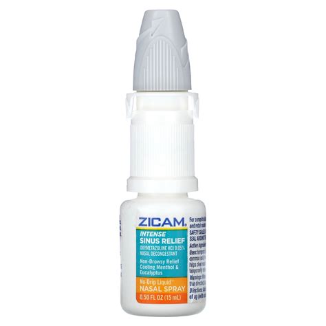 Zicam Intense Sinus Relief No Drip Liquid Nasal Spray Cooling Menthol And Eucalyptus 05 Fl Oz