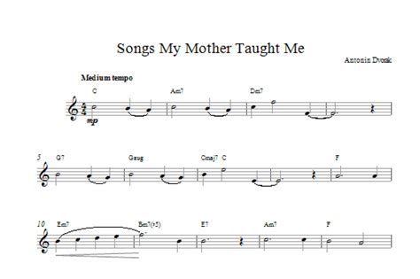 Songs My Mother Taught Me Sheet Music Antonín Dvorák Lead Sheet