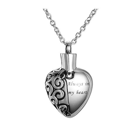 Stainless Steel Love Heart Necklace Memorial Cremation Ashes Urn