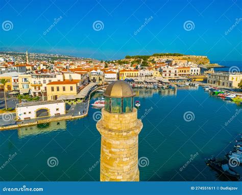 Aerial View Of The Venetian Harbour In Greek Town Rethimno Cret Stock
