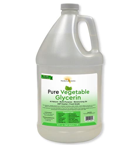 It is a popular halal ingredient used in food and beverage. Vegetable Glycerin Pure Natural, Half Gallon (64 oz), 100% ...