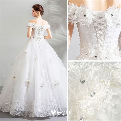 Sleeveless bridal dresses long sleeves cream ball gown wedding dress yao56. Amazing / Unique White Wedding Dresses 2018 Ball Gown Lace ...