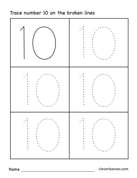 Tracing Number 10 Worksheets For Kindergarten Myscrappylittlelife
