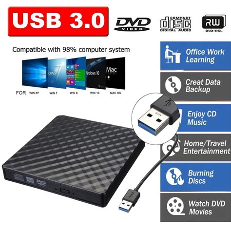 Usb 30 External Dvd Cd Drive Slim Portable External Dvdcd Rw Burner