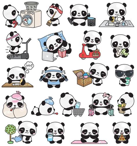 Premium Vector Clipart Kawaii Panda Cute Panda Planning Clipart