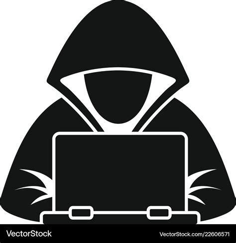 Hacker Laptop Icon Simple Style Royalty Free Vector Image