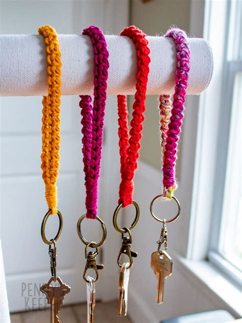 Crocheted Wristlet Key Strap Wrist Lanyard For Keys Keychain Etsy