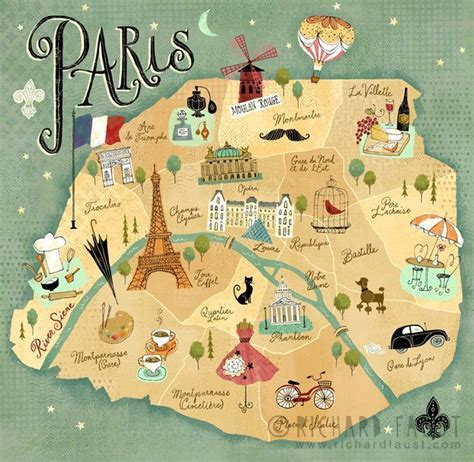 Paris Est Une Fête Paris Map Illustrated Map Paris Illustration