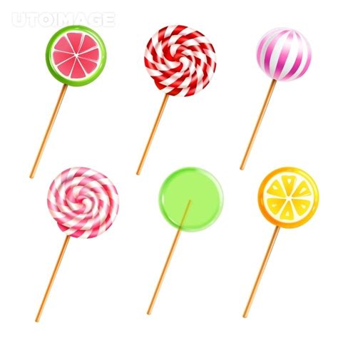 Colorful Sweets Lollipops And Candies With Different Designs On Sticks