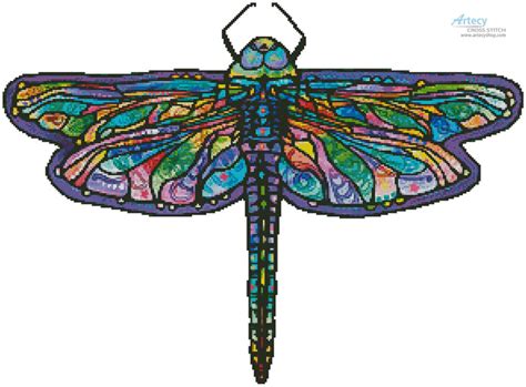 Artecy Cross Stitch Abstract Dragonfly No Background Cross Stitch