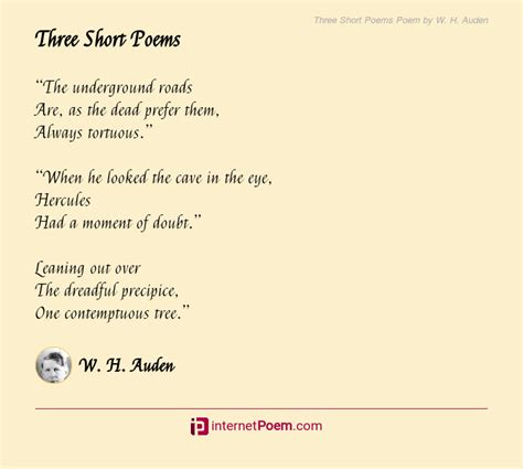 Three Short Poems Poem By W H Auden