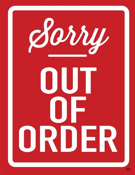 Out Of Order Signs Free Printable Signs Printabulls