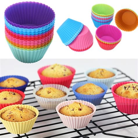 Mj066 Muffin Cupcake Silicone Cups 12pcslot Round For Muffin Cupcake