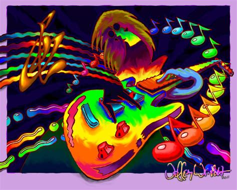 Colorful Guitar Wallpaper Pop Art Print Psychedelic Poster