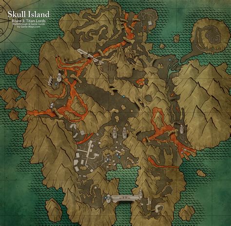 The above map contains the reference points to all of the locations visited during your journey on the taranis island, while doing the additional quests. Skull Island - Risen 3 Map | game-maps.com