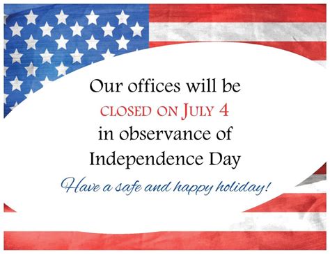 July Th Closed Sign Template