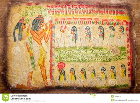 Pintura Egipcia De La Mano En El Papiro Imagen De Archivo Imagen De